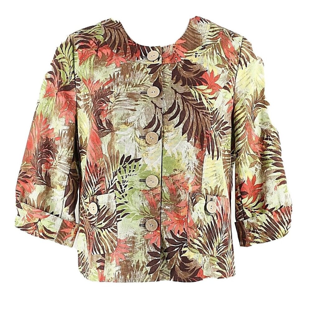 Monterey Bay Clothing Company Sz 18 Green Multi 100% Cotton Jacket